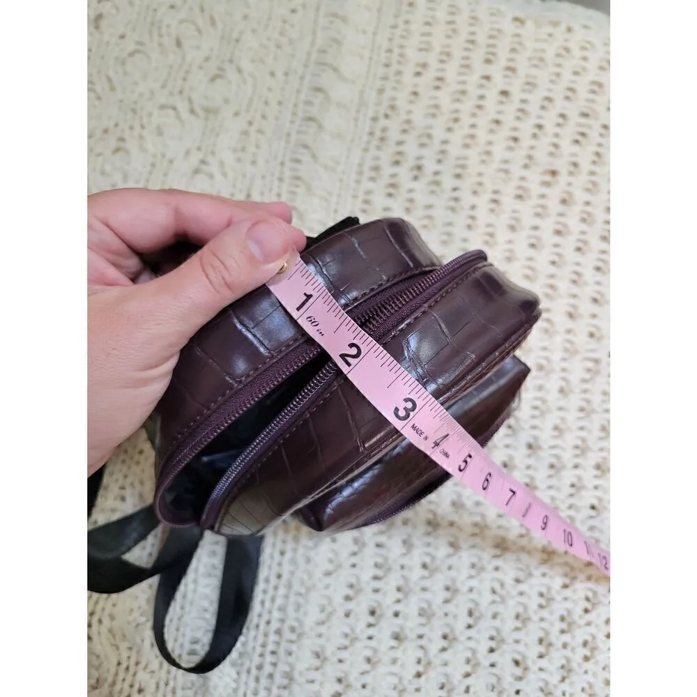 Kendall + Kylie Mini Backpack Maroon Los Angeles Studio 90012 Faux Alligator - Image 5