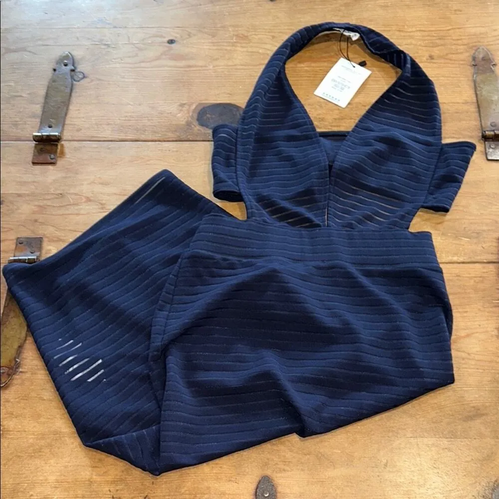 Woman’s Mistress Rocks Navy Halter Dress small No sleeves - Image 2