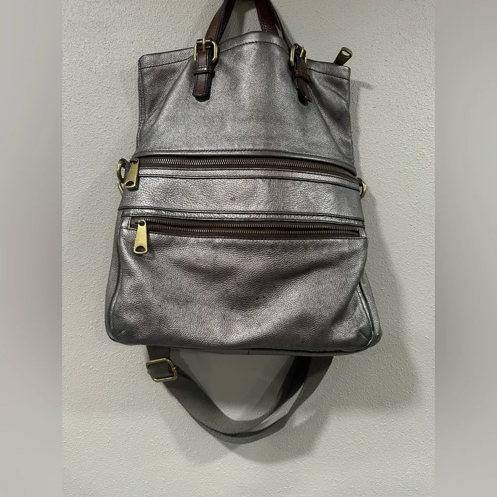 Fossil Explorer Foldover Metallic Pewter Leather - Image 4