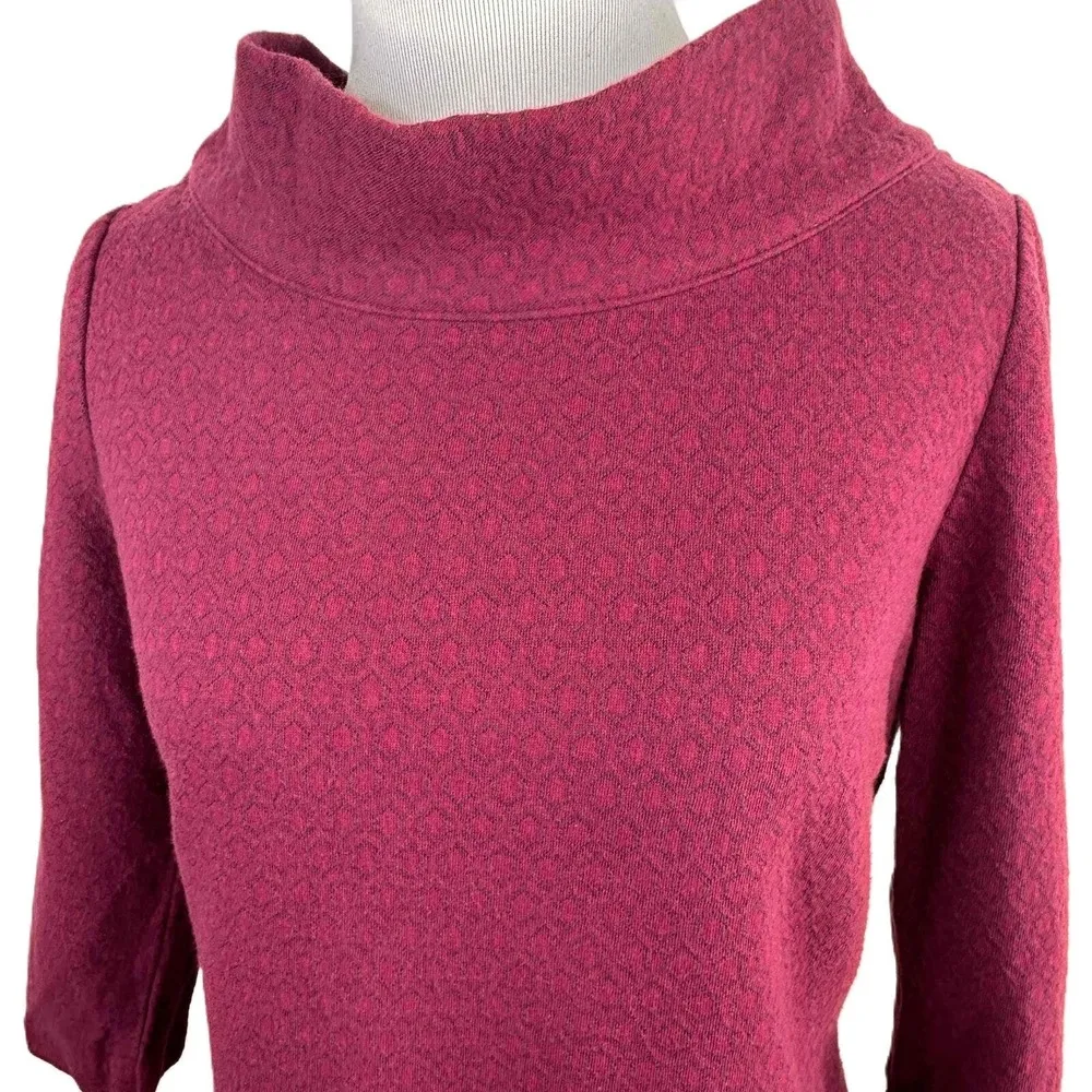 Boden Purple 3/4 Sleeve Shawl Collar Textured Pattern Pullover Sweater Size 4P - Image 2