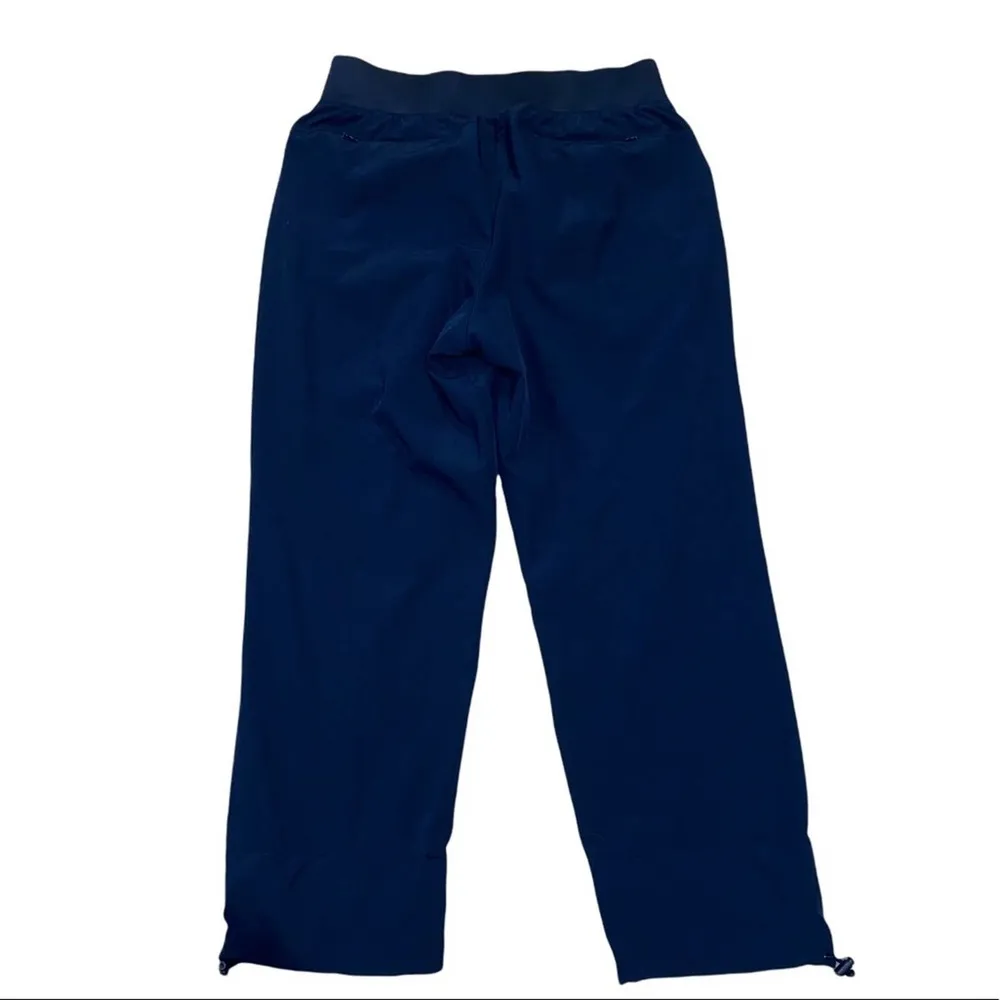 Straight leg Athleisure Navy Blue lined pants with drawstring hem sz M - Image 3