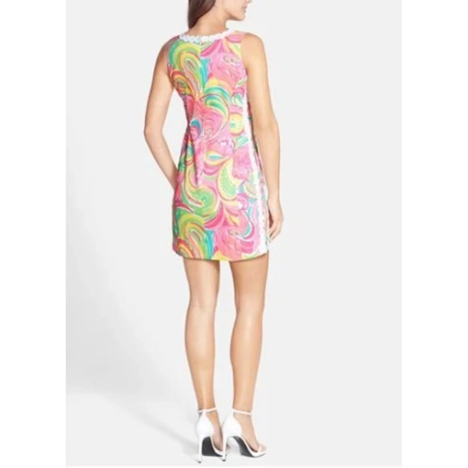 Lilly Pulitzer Mila Shift Dress Multi All Nighter Flamingo Sleeveless Size 6 - Image 3