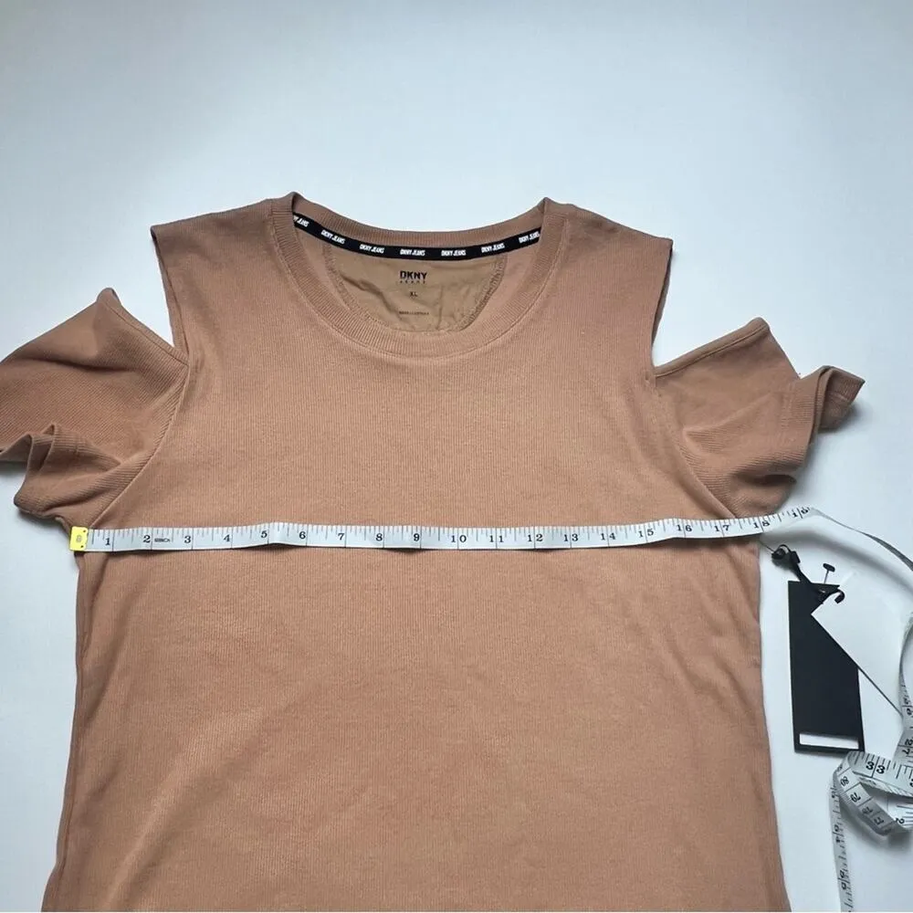 DKNY Jeans Womens Short Sleeve Shoulder Embellishment Cut Out Top Sz XL - Image 10