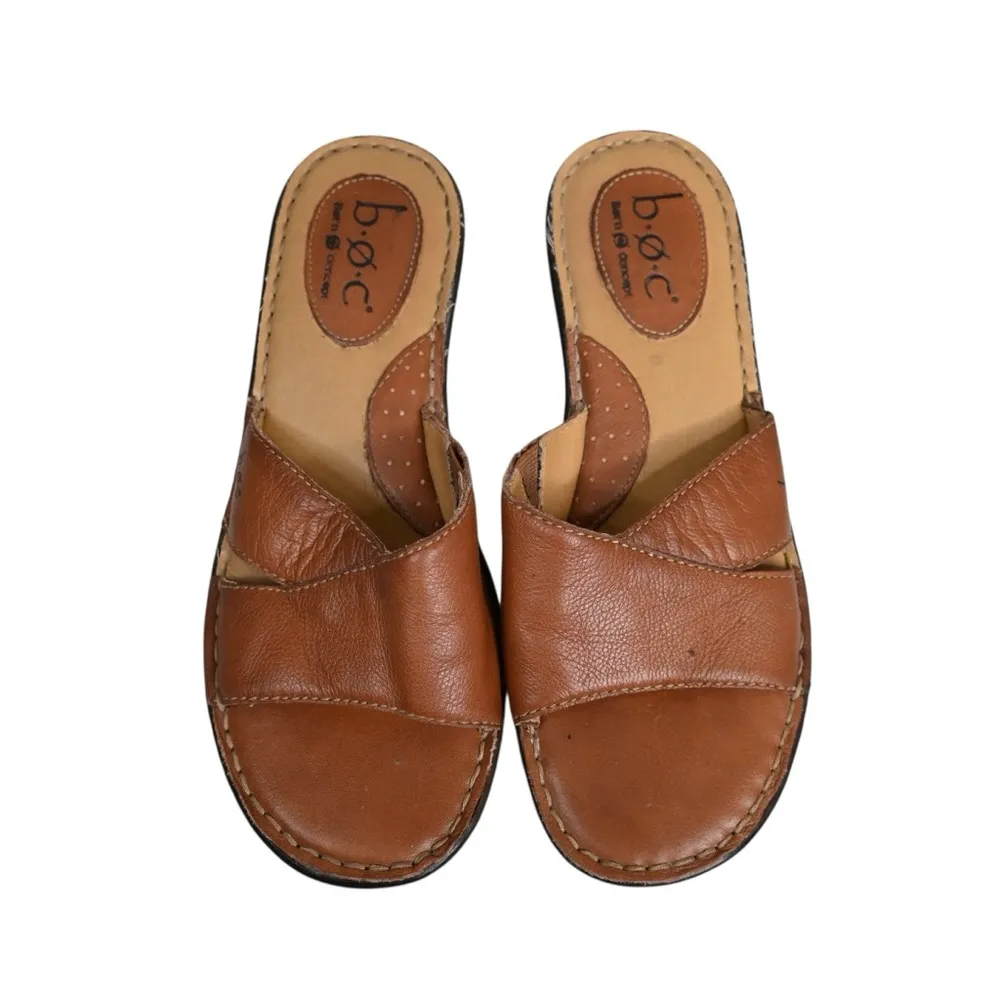 b.o.c. Born Concept Women's 9 Brown Leather Slip On Sandal Classic Comfort - Image 3