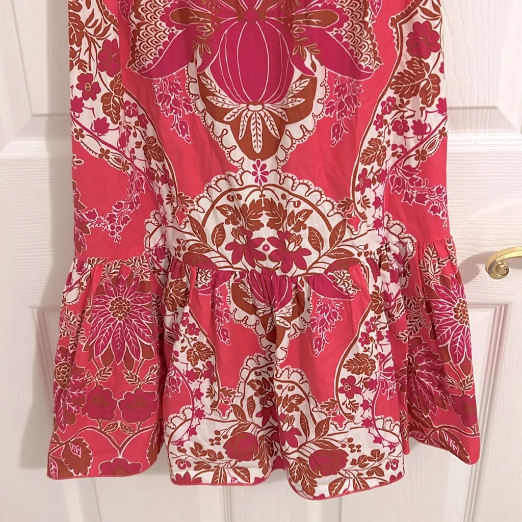 Love The Label Tatiana Floral Mini Ruffle Dress Clementine Pink Print Size Small - Image 10
