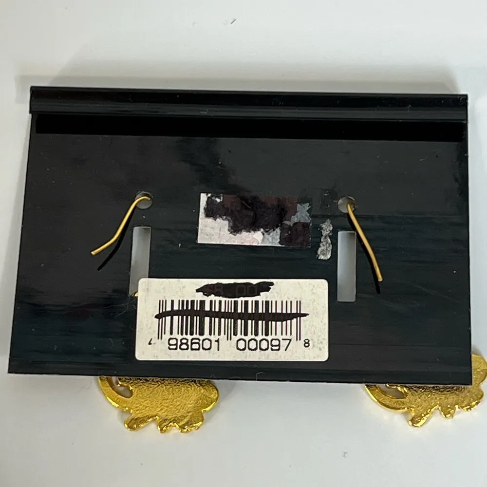 New, Halloween Black Cat Gold Tone Dangle Pierced Earrings - Image 3