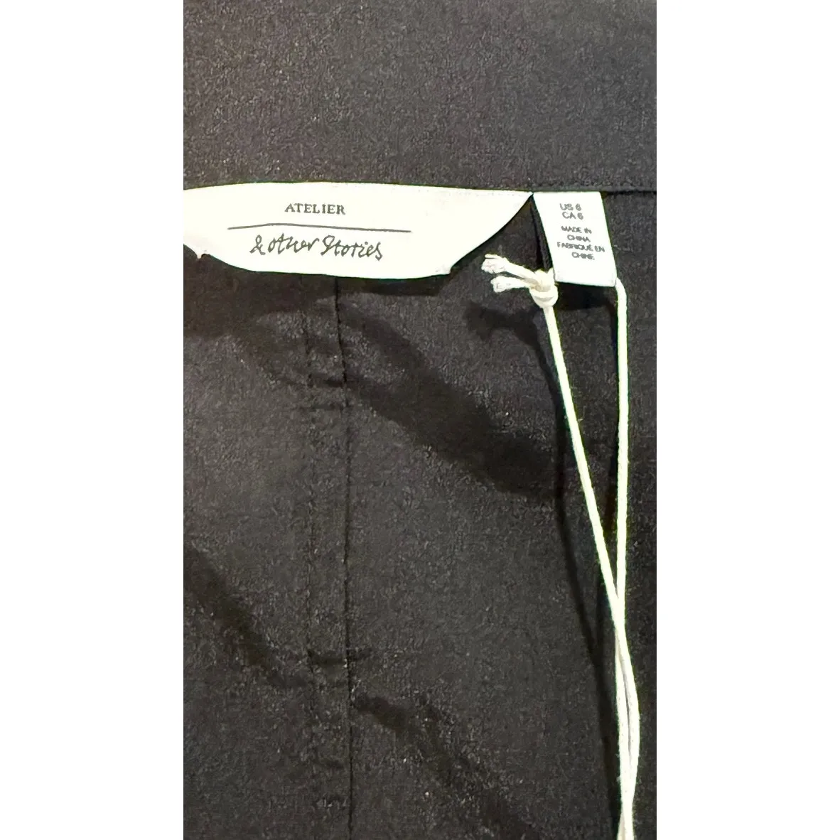 NWT Atelier‎ & Other Stories Women's Black Trench Coat Size 6 Asymmetrical Zip - Image 5