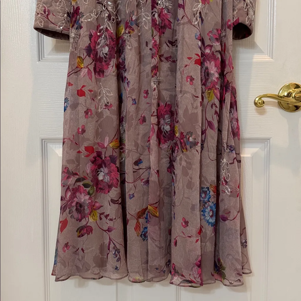 Mac Duggal 9147 Hand Embellished Floral Long Sleeve Midi Dress Size 4 NWT - Image 8