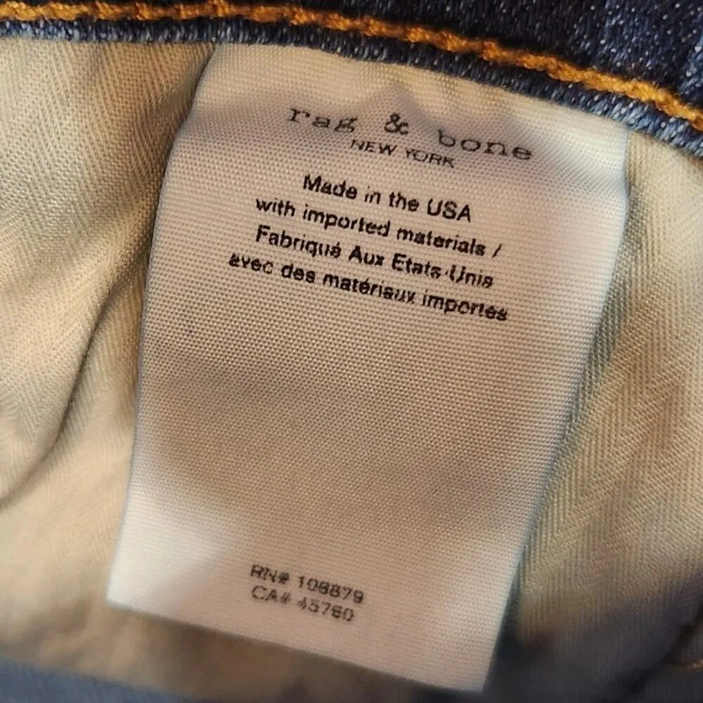 Rag & Bone Fit 2 Slim Fit Jean Authentic Stretch Denim Dark Wash Throop Size 31 - Image 8
