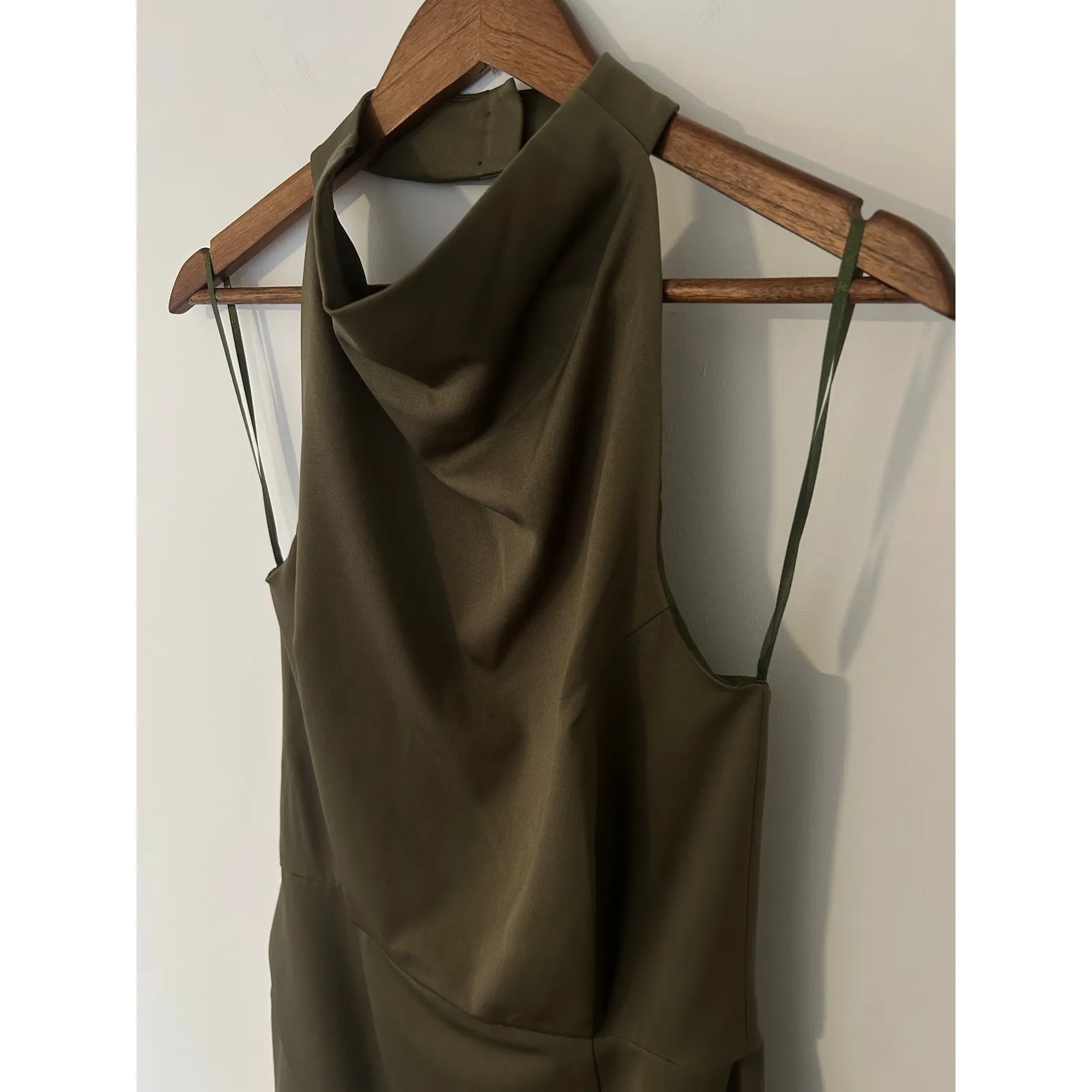 Elliatt Revolve Camo High Neck Halter Dress Khaki Green Open Back M Open Back - Image 5