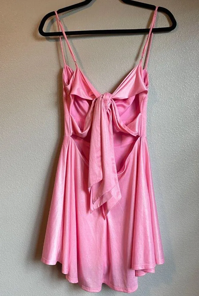 Lucy in the Sky Dress Pink Large Shimmer Sleeveless Tie Back Mini Homecoming - Image 11