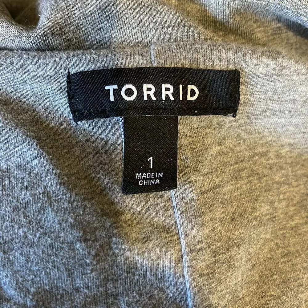 Torrid Heather Gray Jersey Roll Sleeve Longline Blazer 1 1X - Image 14