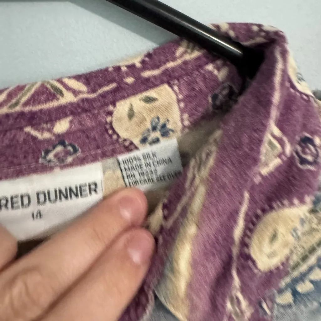 Vintage Alfred Dunner 90s Mom Paisley Silk Button Down Shirt Women's Size 14 - Image 4