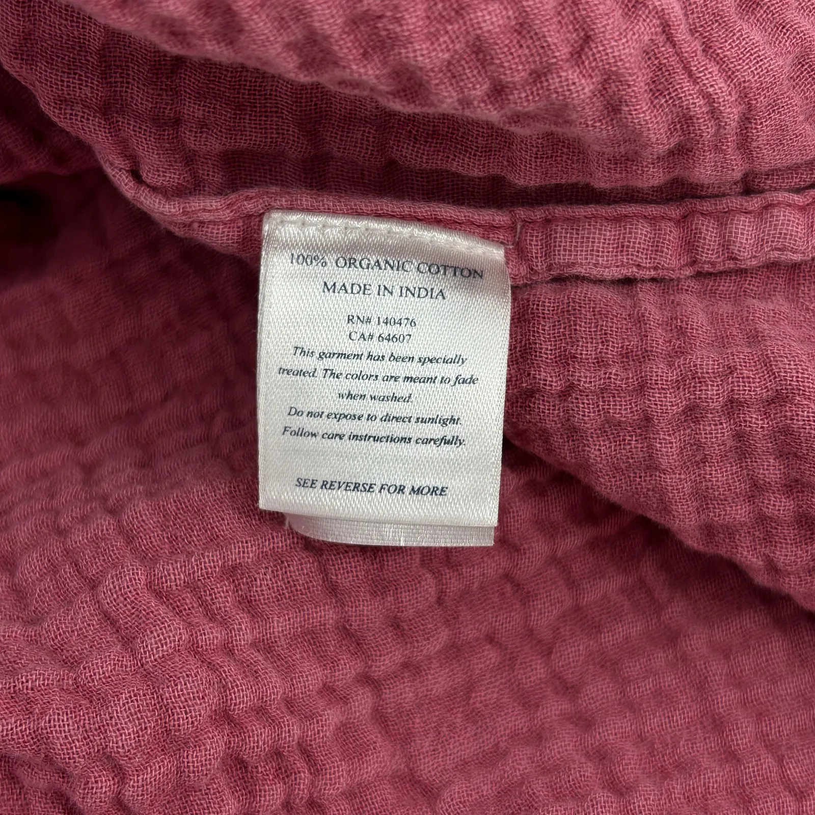 FAHERTY Dune Top Women Small Pink Cotton Gauze Popover Shirt Sustainable Organic - Image 7