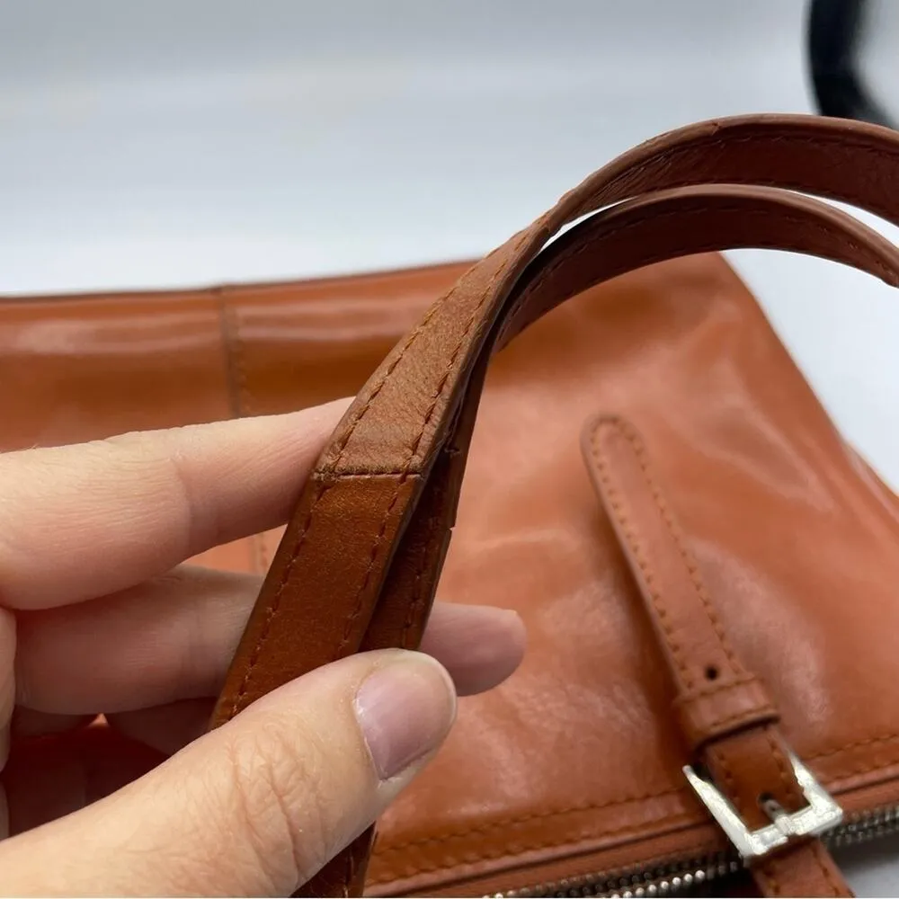 Hobo Vintage Cognac Leather Shoulder Handbag Angelica Purse Bag Tan - Image 3