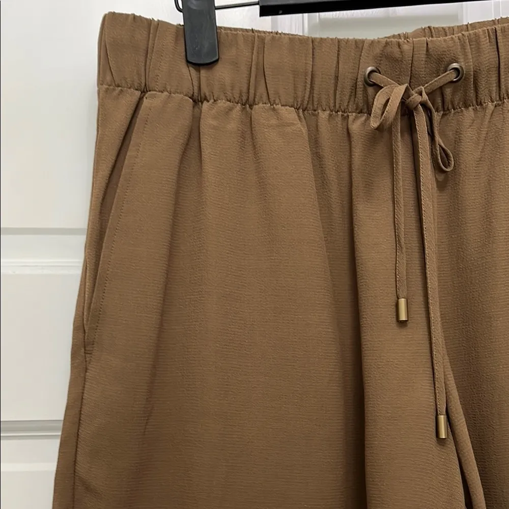 NWOT Eileen Fisher Chocolate Brown Crepe Tencel Blend Pull On Shorts - Sz Small - Image 5