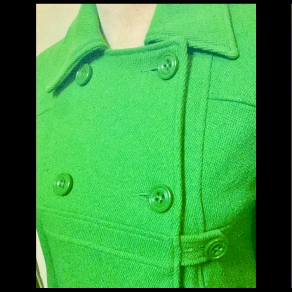 Neon Kelly Green Peacoat Style Jacket Coat: A-line, Loose Fit, Sz. XL or Woman’s XS - Image 2
