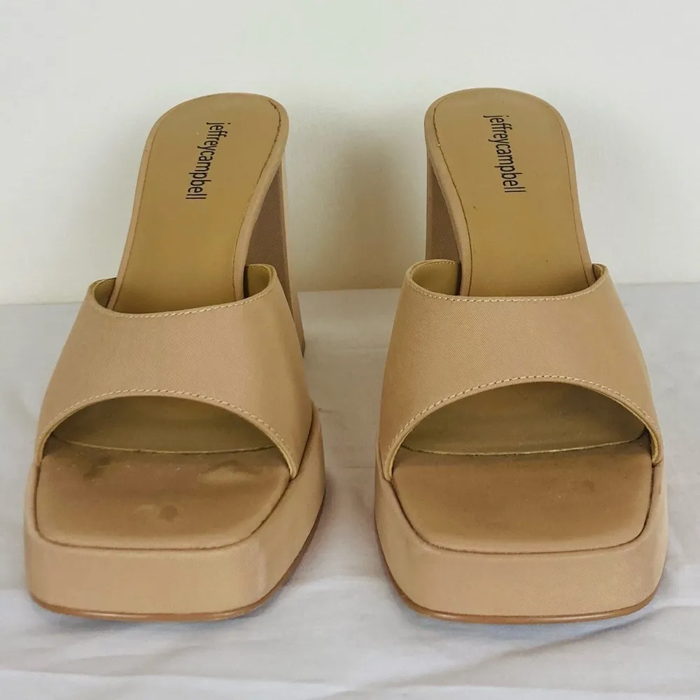 Jeffrey Campbell Ninety square toe platform sandal in tan. Size 8 - Image 3