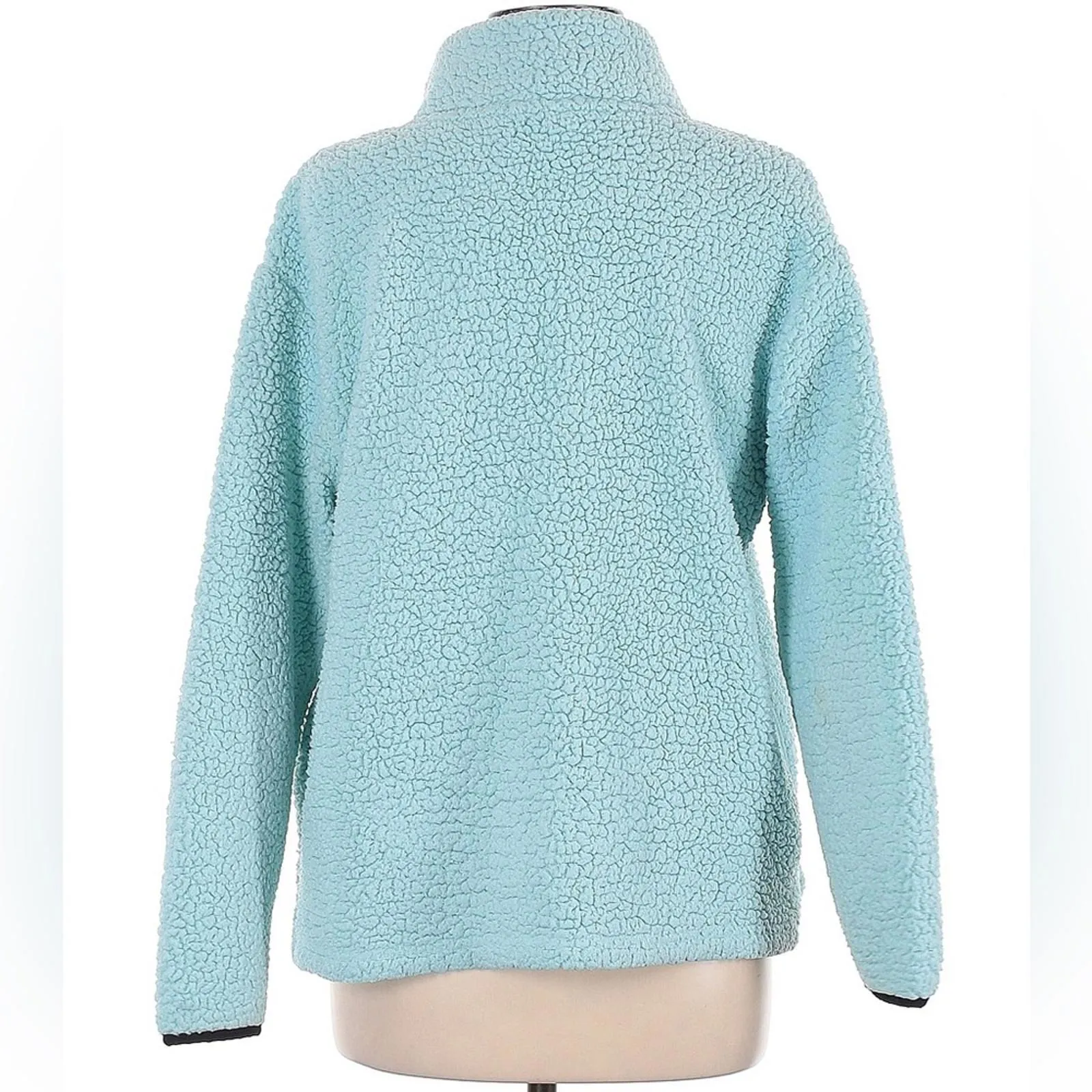 Victoria's Secret Pink Oversized Fleece Jacket Sweater Teal Blue 1/4 Zip-Up XS - Image 9