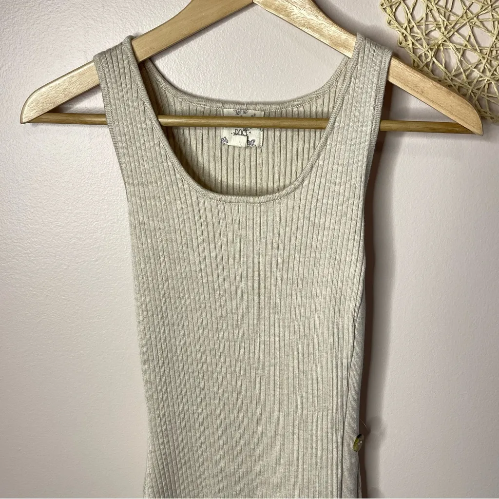 Hippie Rose Ribbed Knit Sleeveless Midi Sweater Dress (Beige) - Small - Image 5