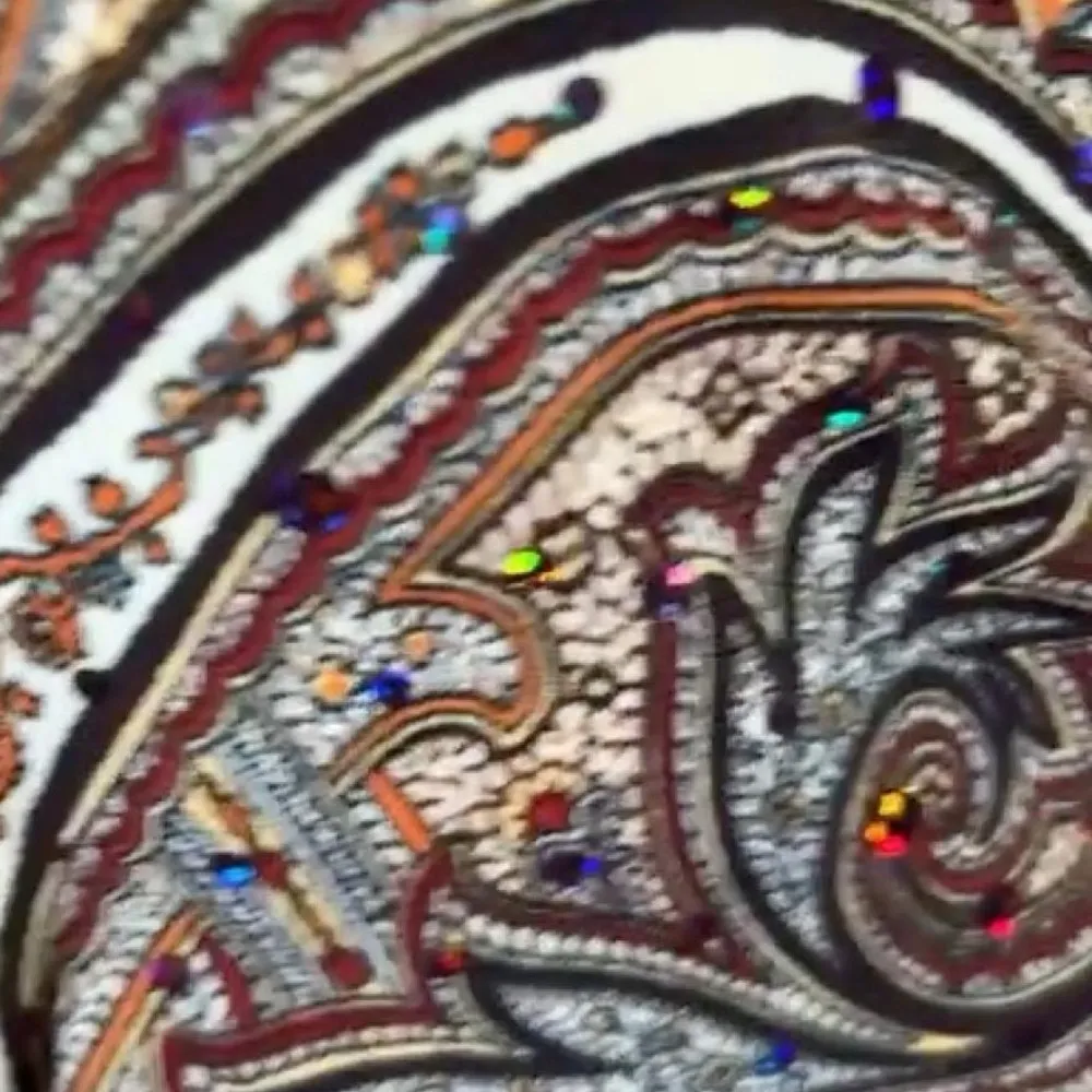 Y2K Sparkly Bling Paisley Top Brown Size M - Image 6