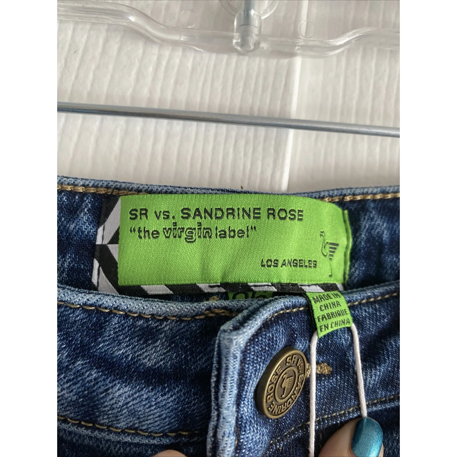 Free People X SR VS Sandrine Rose The Virgin Label Skinny Denim Jeans 26 Cig Blue - Image 6