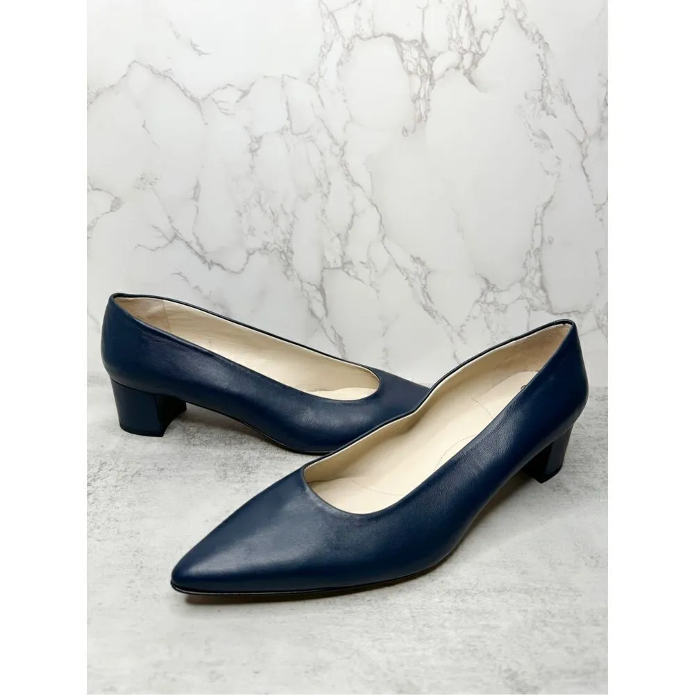 Amalfi Pumps Womens Size 11.5 Blue Leather Pavone Parmasoft Pointed Toe NEW - Image 2