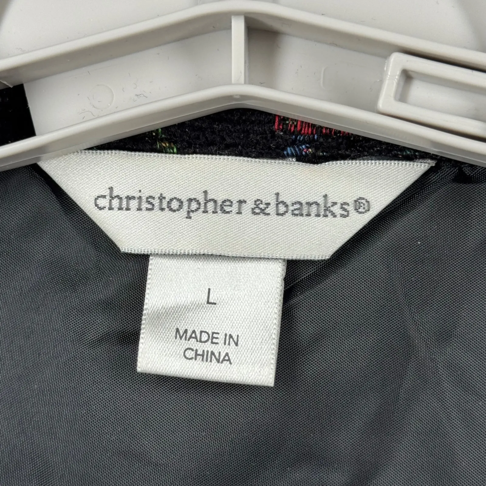 Christopher & Banks Blazer L Black Multicolor Circles Geometric Rainbow Artsy - Image 7