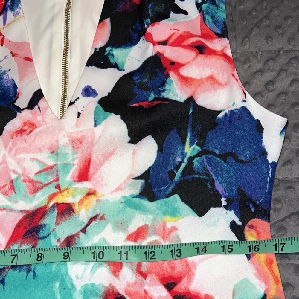 BISOU BISOU womens plus size 14 deep v-neck dress floral print zip back new NWT - Image 5