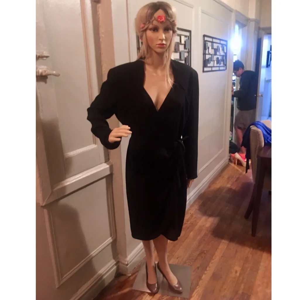 TOM AND LINDA PLATT WRAP DRESS Black Size L - Image 5