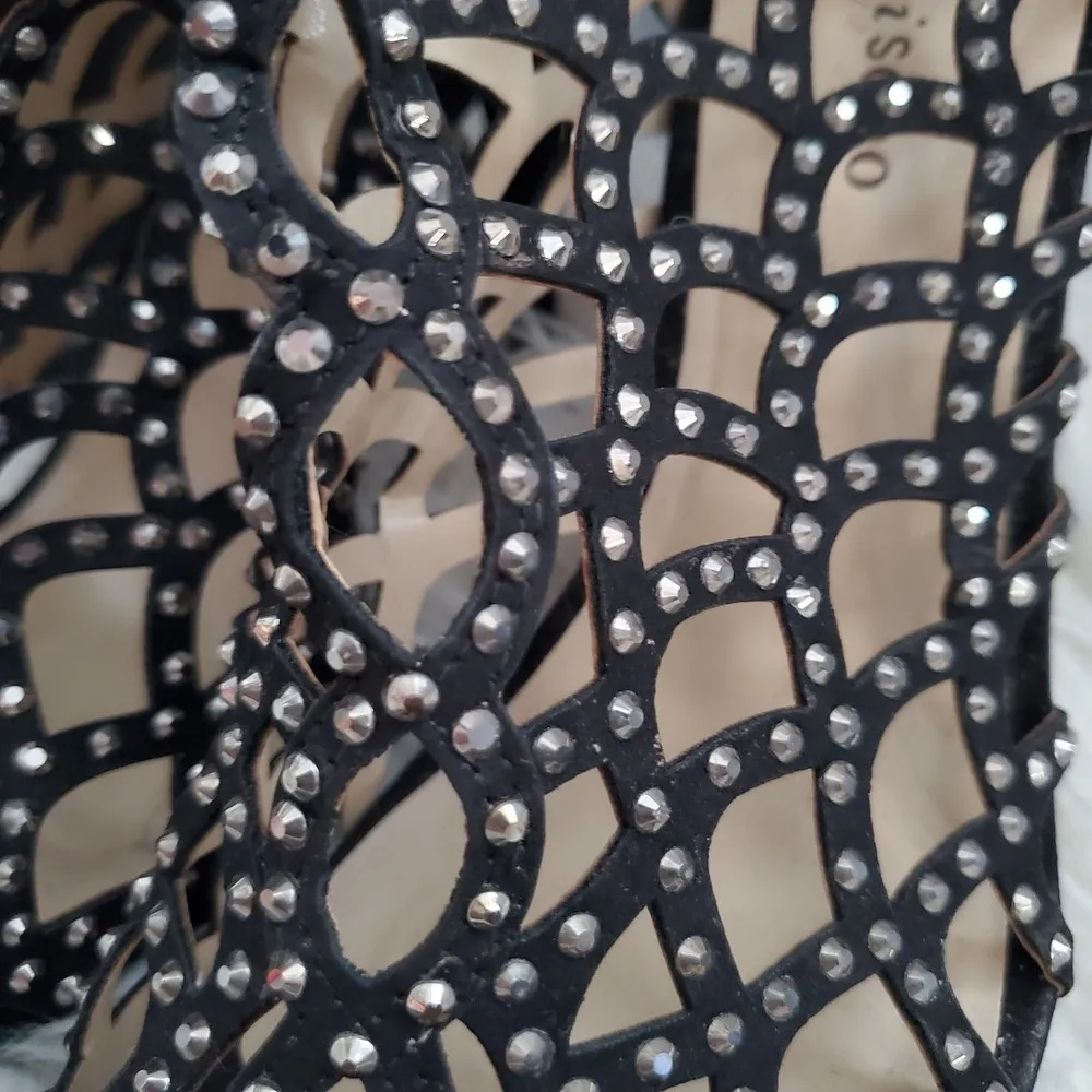 Zigi Soho Black Studded Open Toe Cage Heels Size 9M - Image 7