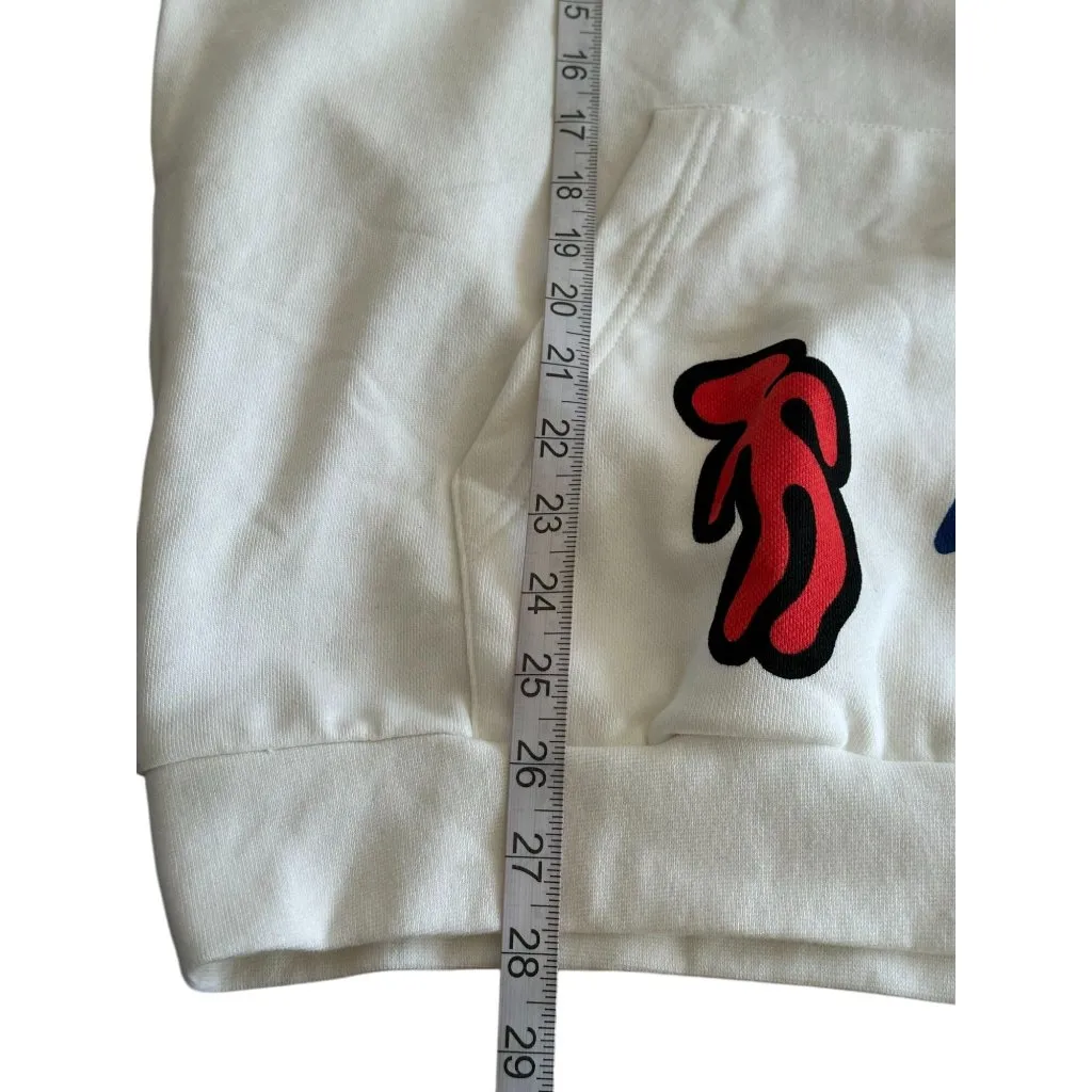 Zara Graphic Hoodie Sz Small White “Brief Romance” Flaming Heart Abstract Art - Image 8