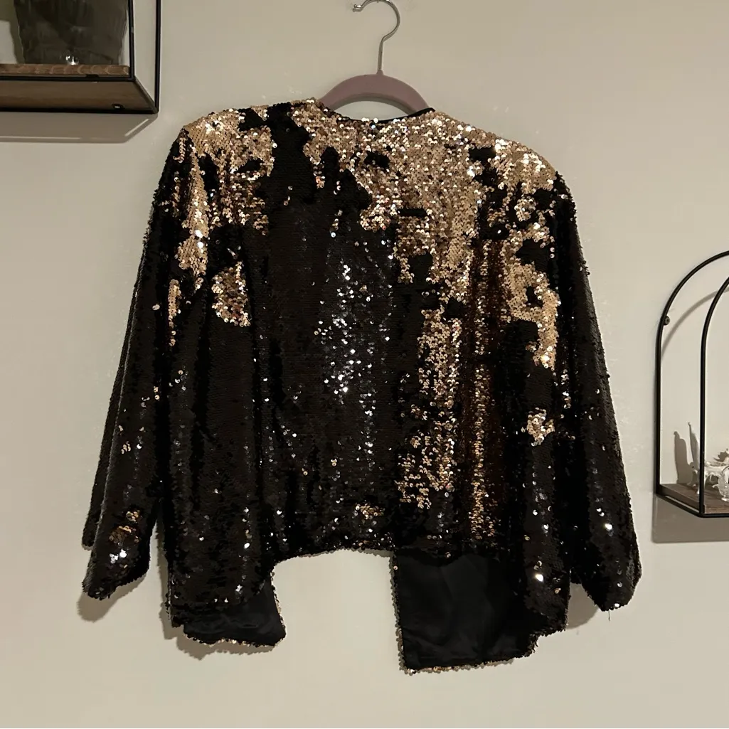 Torrid Black Rose Gold Two-Tone Sequin Drape Jacket Size 1X/2X - Image 3