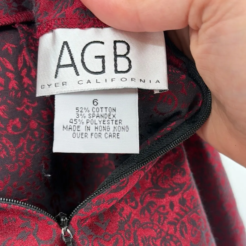 Y2K AGB Brocade Skirt Sz 6 Cherry Red Dark Academia Preppy Gothic Hong Kong 90s - Image 7