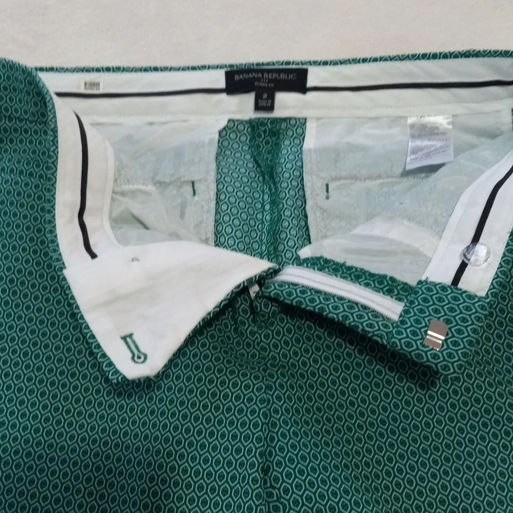 Banana Republic Sloan Kelly Green Geometric Print Woven Skinny Trouser Pants - Image 7