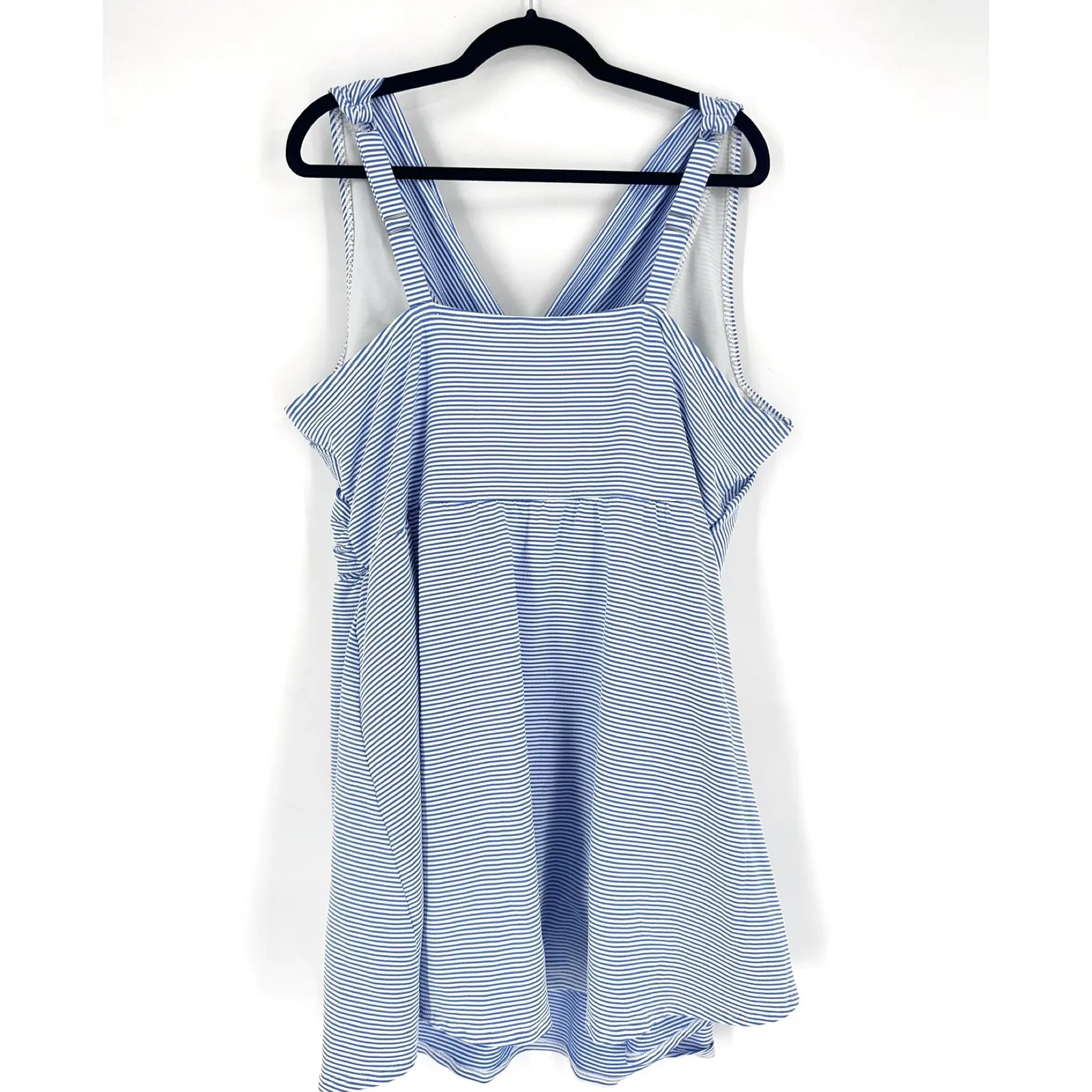 Lands End Womens 26W Blue White Striped Faux‎ Wrap Swim Dress Tummy Control - Image 3