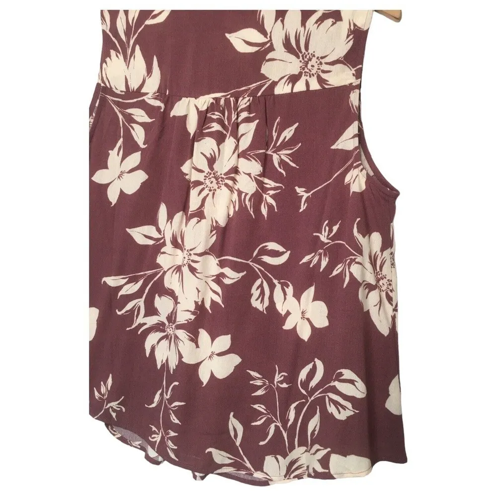 New Torrid Top Womens 10 M L Emma Floral Sleeveless Popover Buttons Pockets Pink - Image 10