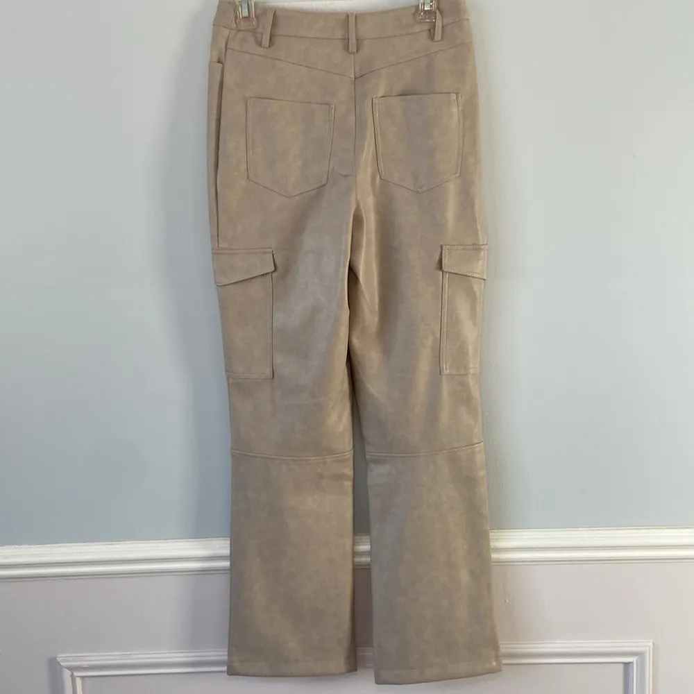 NWT Bagatelle Faux Leather Cargo Pants Beige Tan Cream Size Small Neutral - Image 2