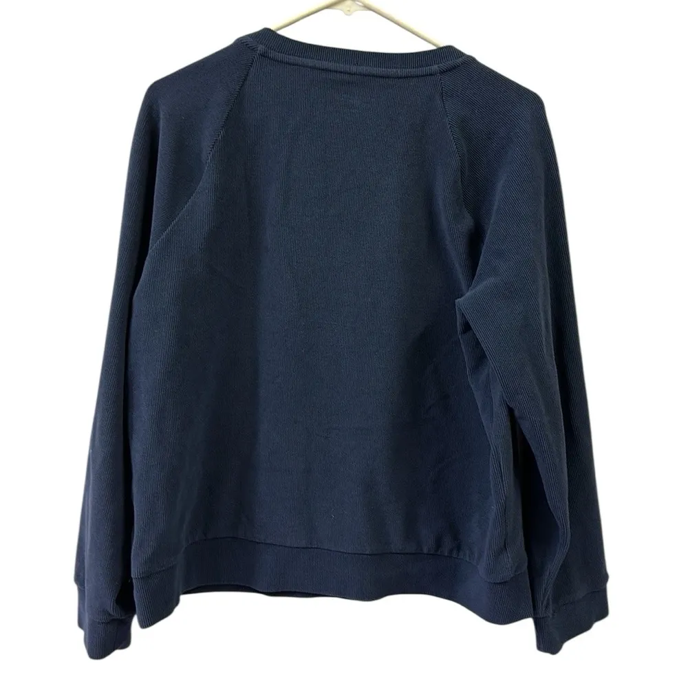 Marc New York Blue Color Antique Denim Cozy Ribbed Crewneck Pullover Womens L - Image 6