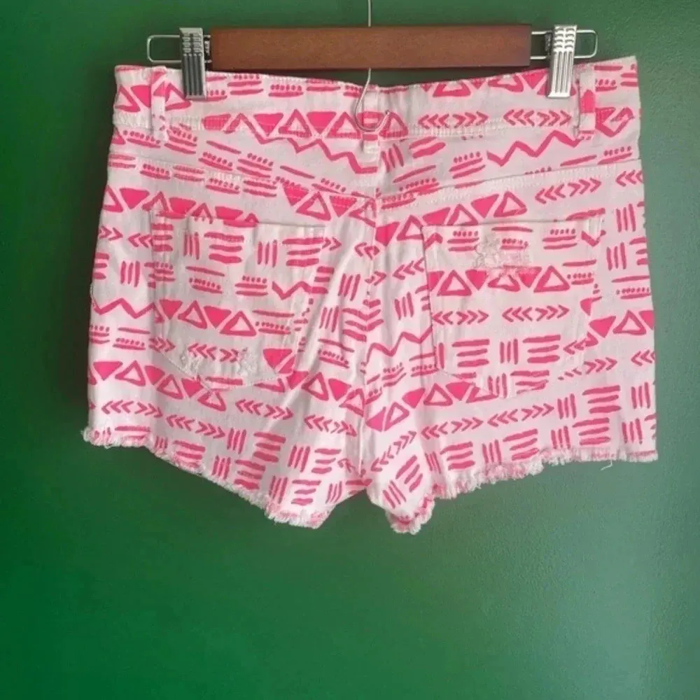 Dollhouse Hot‎ Pink White Distressed Jean Shorts Size 12 EUC! - Image 4