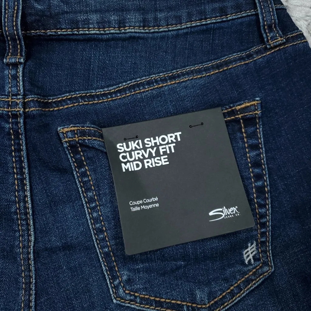 Silver Jeans Suki Curvy Fit Mid Rise Jean Shorts Size 29 x 4 Dark Wash Blue - Image 6