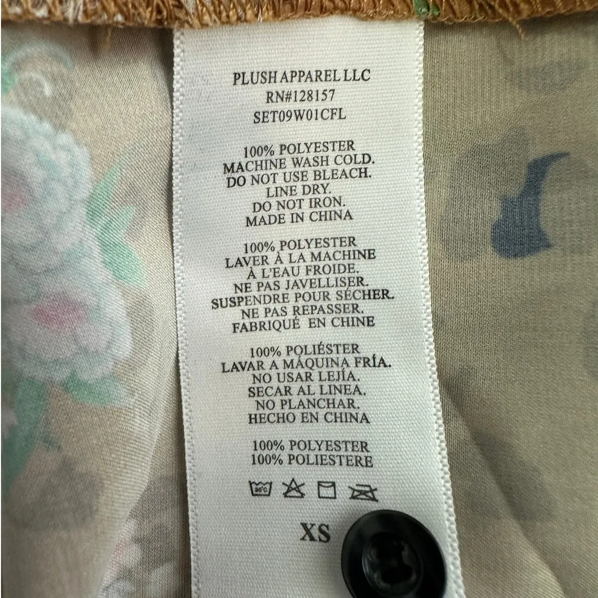 Plush Leopard Floral Satin Pajama Set with Shorts & Eye Mask Size XS Brown - Image 9