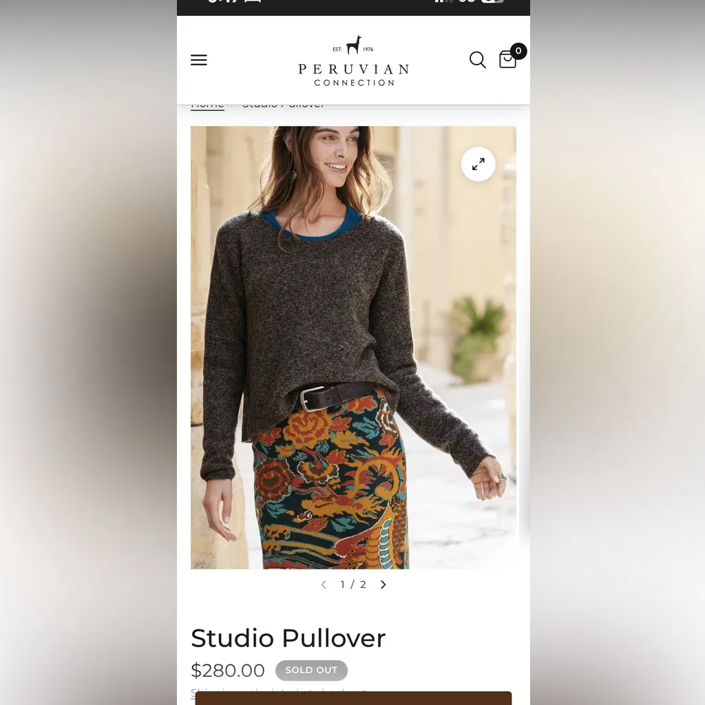Peruvian Connection Royal Alpaca gray Studio pullover sweater size large - Image 2