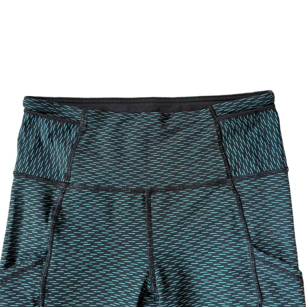 Lululemon turquoise and black cropped compression athletic pants with pockets - Image 2