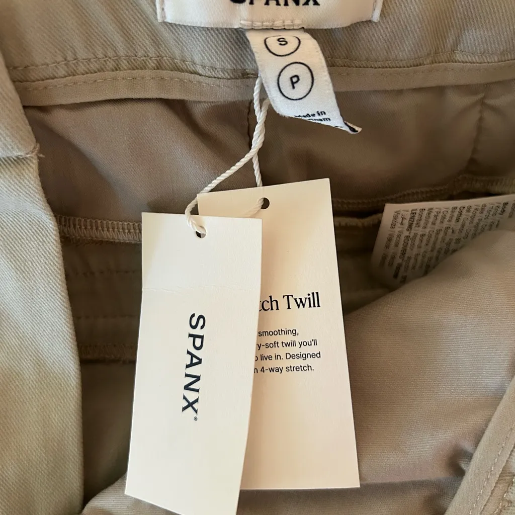 NWT Spanx Stretch Twill Slim Straight Pant Petite Small Bone Khaki Super Smooth - Image 8