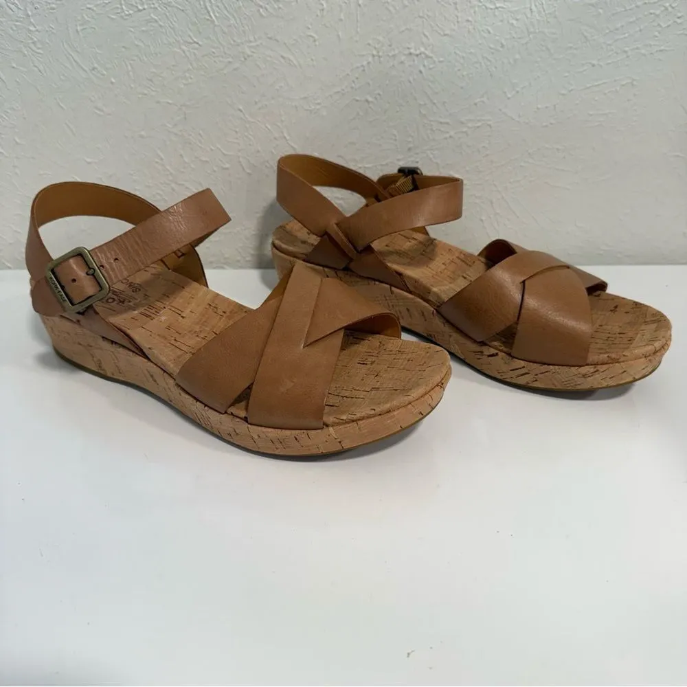 Kork-Ease Myrna 2.0 Ankle Strap Wedge Sandals Golden Brown Leather Size 10 EUC - Image 4