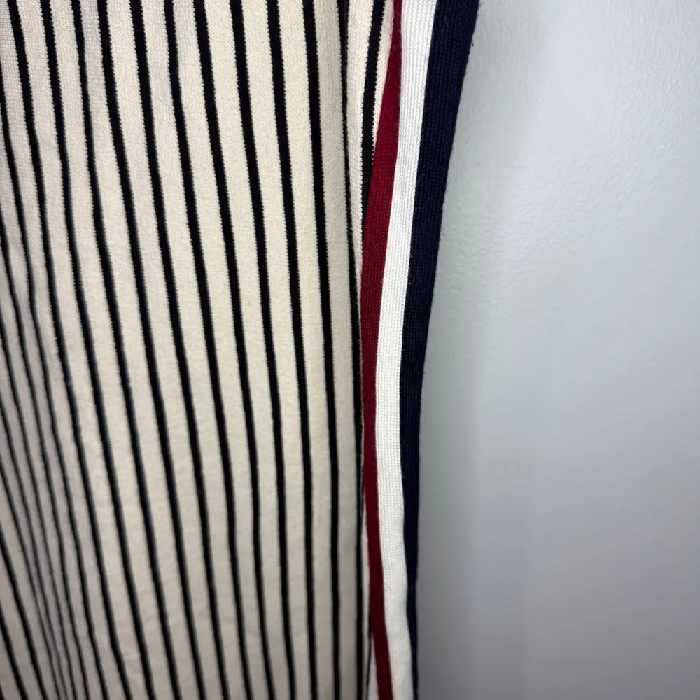 THML Women M Vertical Striped Tank Dress Black & White Back Zip 100% Cotton - Image 3