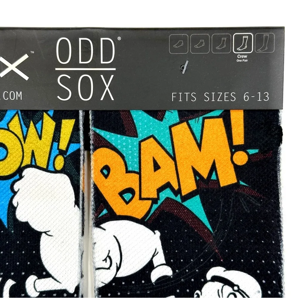 Odd Sox Popeye Crew Socks Mens Womens Retro Classic Cartoon Fun Novelty Gift Black - Image 3