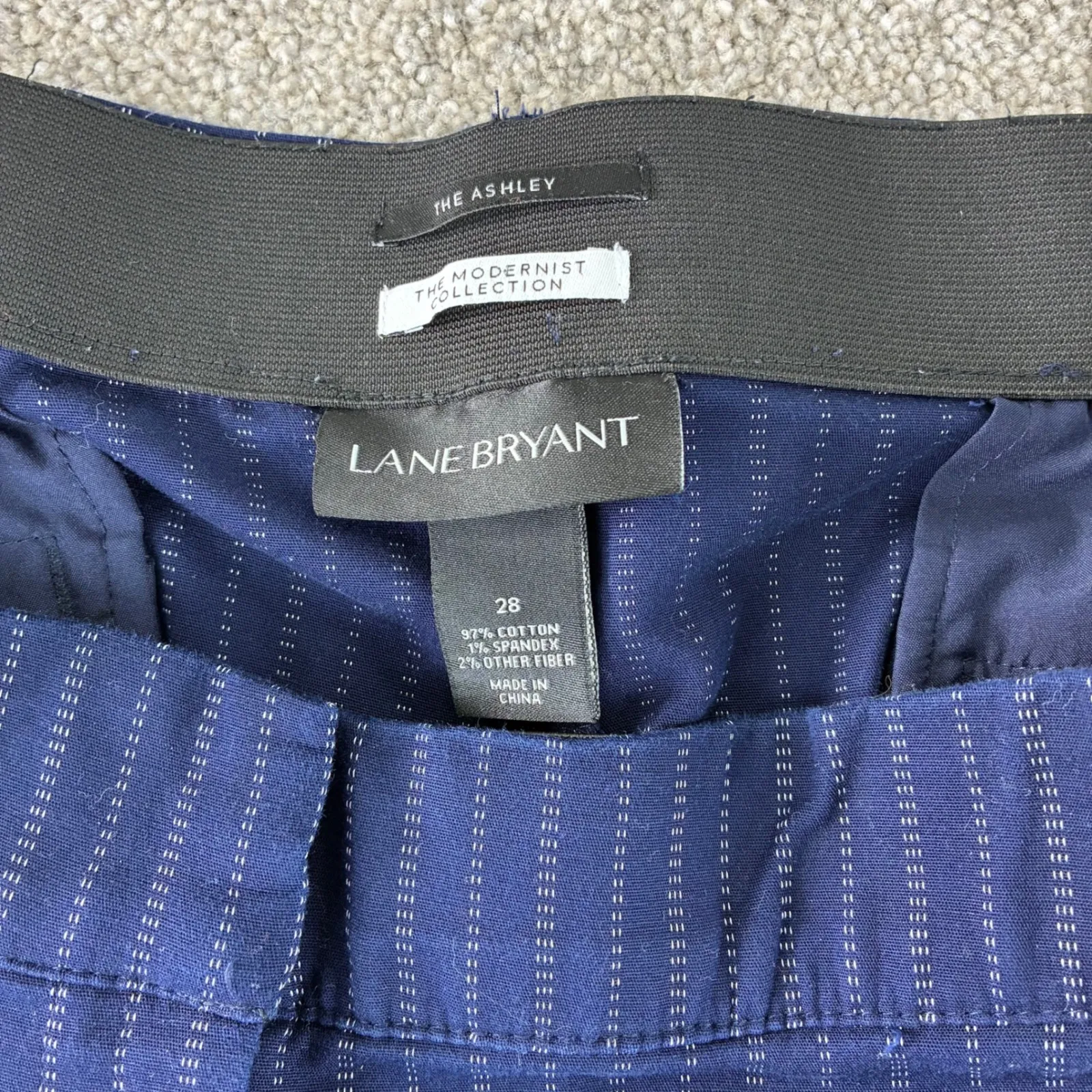 Lane‎ Bryant The Ashley Modernist Collection Blue Pinstripe Crop Pants Size 28 - Image 2
