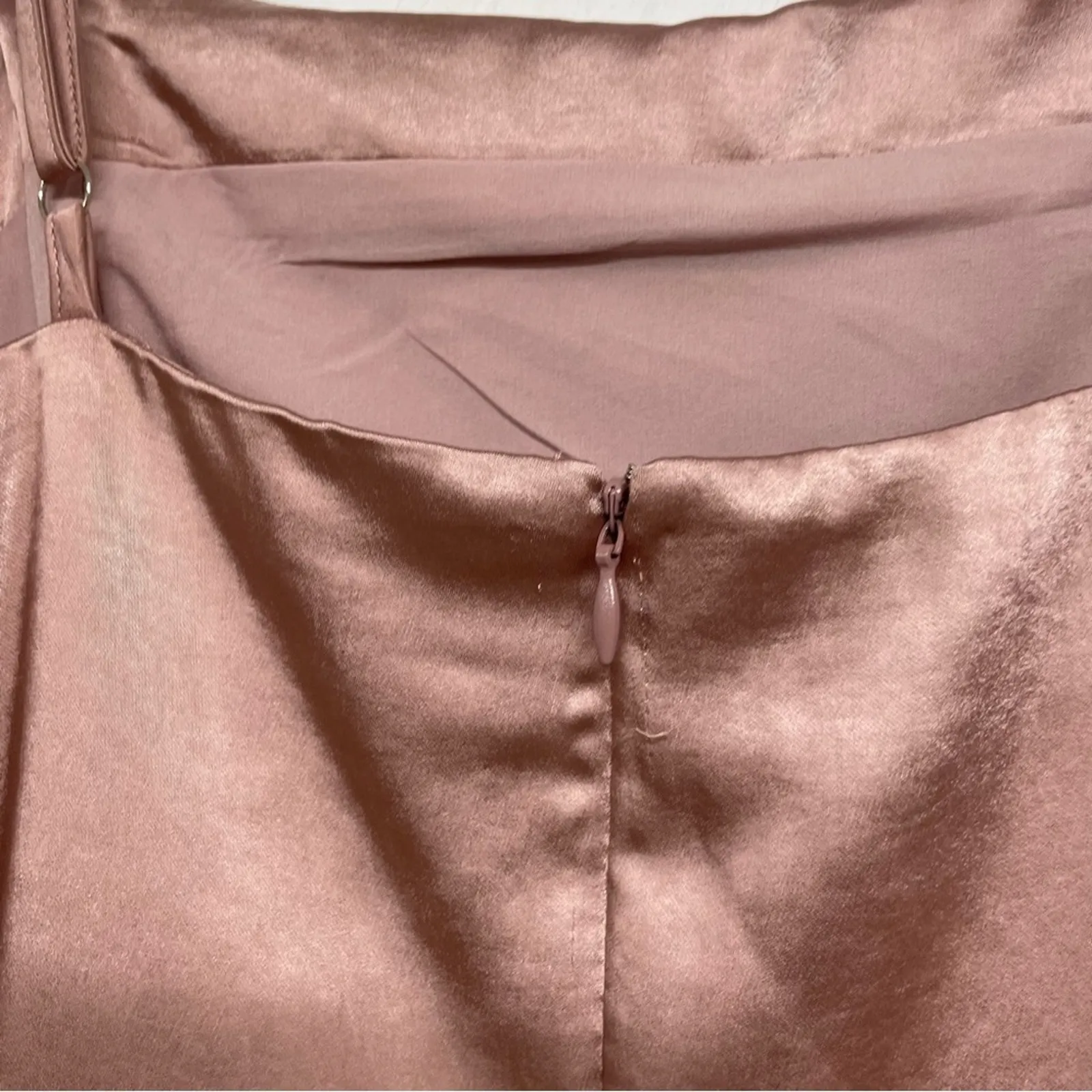 Lulus Blush Pink Satin Sleeveless Tiered Formal Mini Dress Prom Womens L Ruffled - Image 7